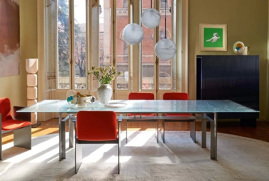 Tavolo rettangolare Cassina Doge limited edition vetro Laguna